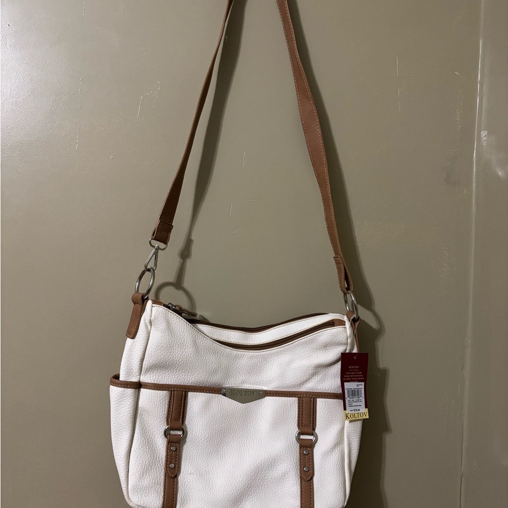 Koltov White and Brown Shoulder Bag
